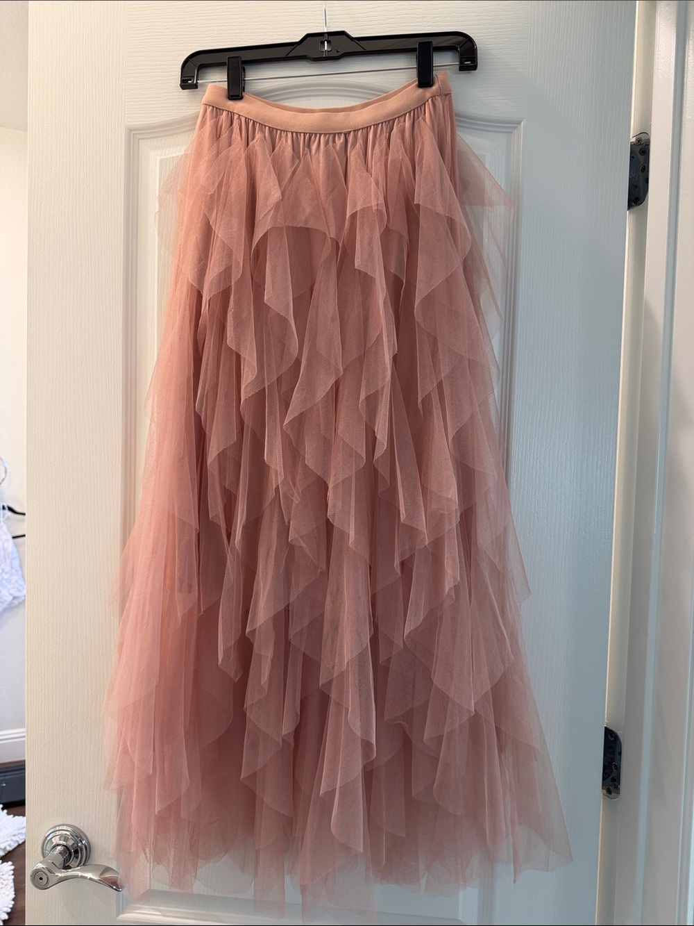 Maxi Layered Tulle Skirt in Dusty Rose